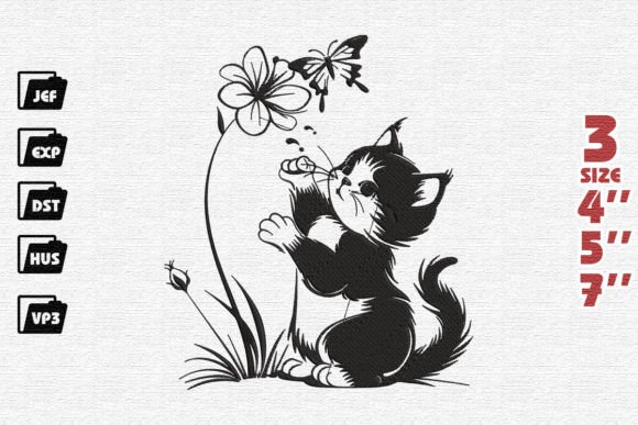 Cute Cat Playing with Butterfly: A Whimsical Gift Design