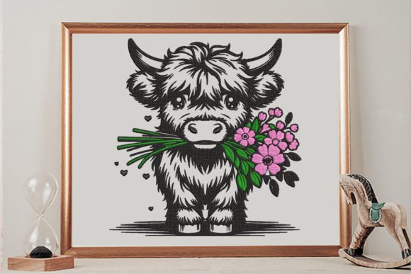 Cute Cow Flower: A Sweet Highland Cow Embroidery Review