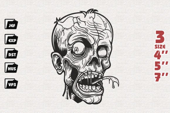 Halloween Zombie: A Whimsical Embroidery Pick for Etsy Sellers